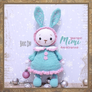 Мими  маленький зайчик вязаный крючком детская игрушка Mimi little bunny crocheted children's toy