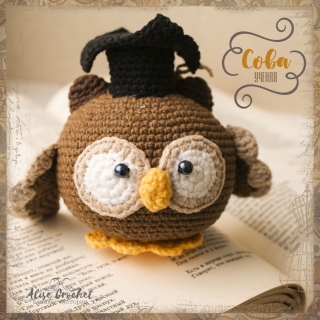 lysenkocrochet ученая сова вязаная крючком Crochet Owl scientist