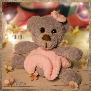 мишка малышка вязаная крючком плюшевая пряжа игрушка bear baby crochet plush yarn toy