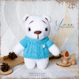 вязаная мягкая игрушка белый медведь умка knitted soft toy polar bear umka ursinho polar umka de brinquedo macio de malha