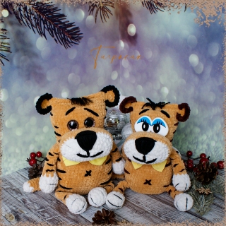 вязаная плюшевая игрушка тигр knitted tiger plush toy