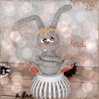 вязаная крючком интерьерная игрушка вредный кролик лепка вязание crochet interior toy harmful rabbit modeling knitting